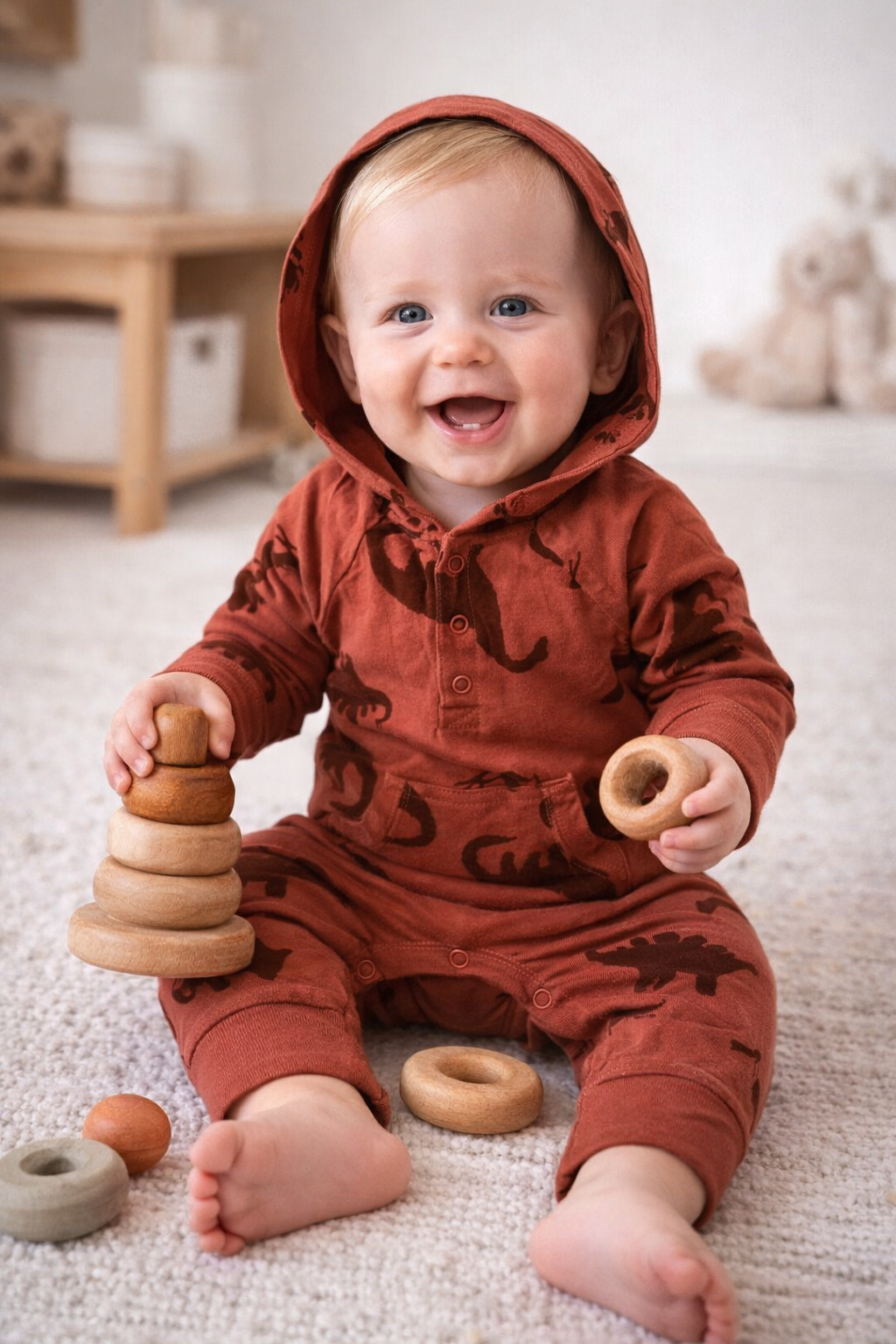 Brown hoodie Baby full jumpsuit