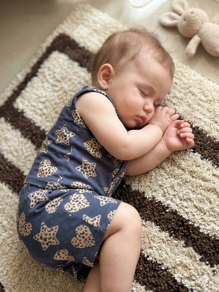 Navy silver star with heart Sleeveless Jabla Shorts Set