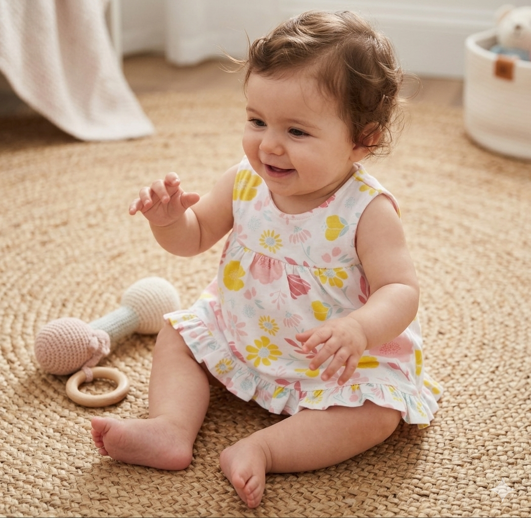 Multi-color floral print Onesies Frock