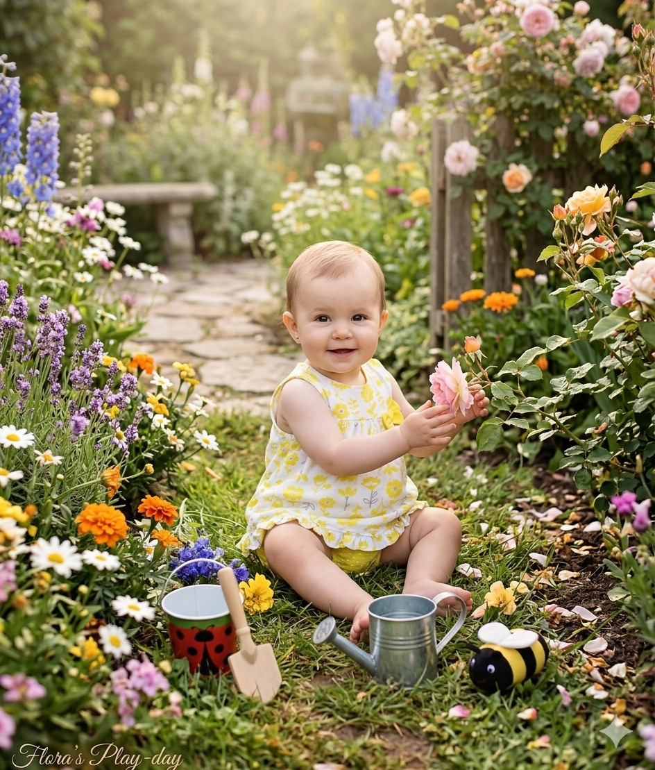 Yellow floral print on a white base Onesies Frock