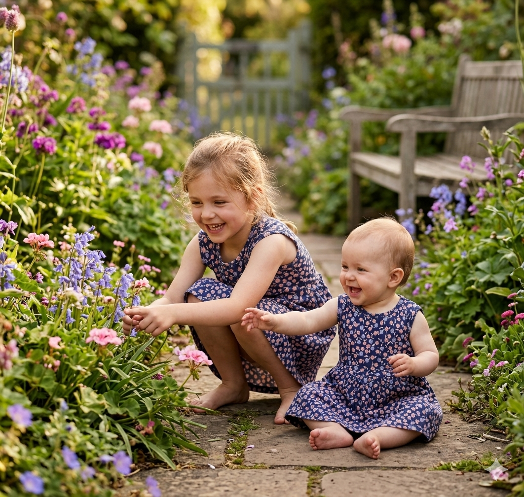 Floral print with a navy blue Sleeveless frock