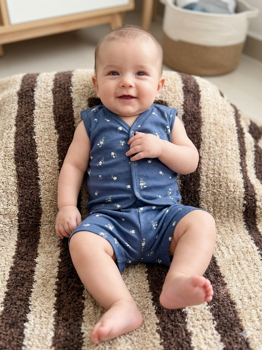 Navy Sleeveless Jabla Shorts Set