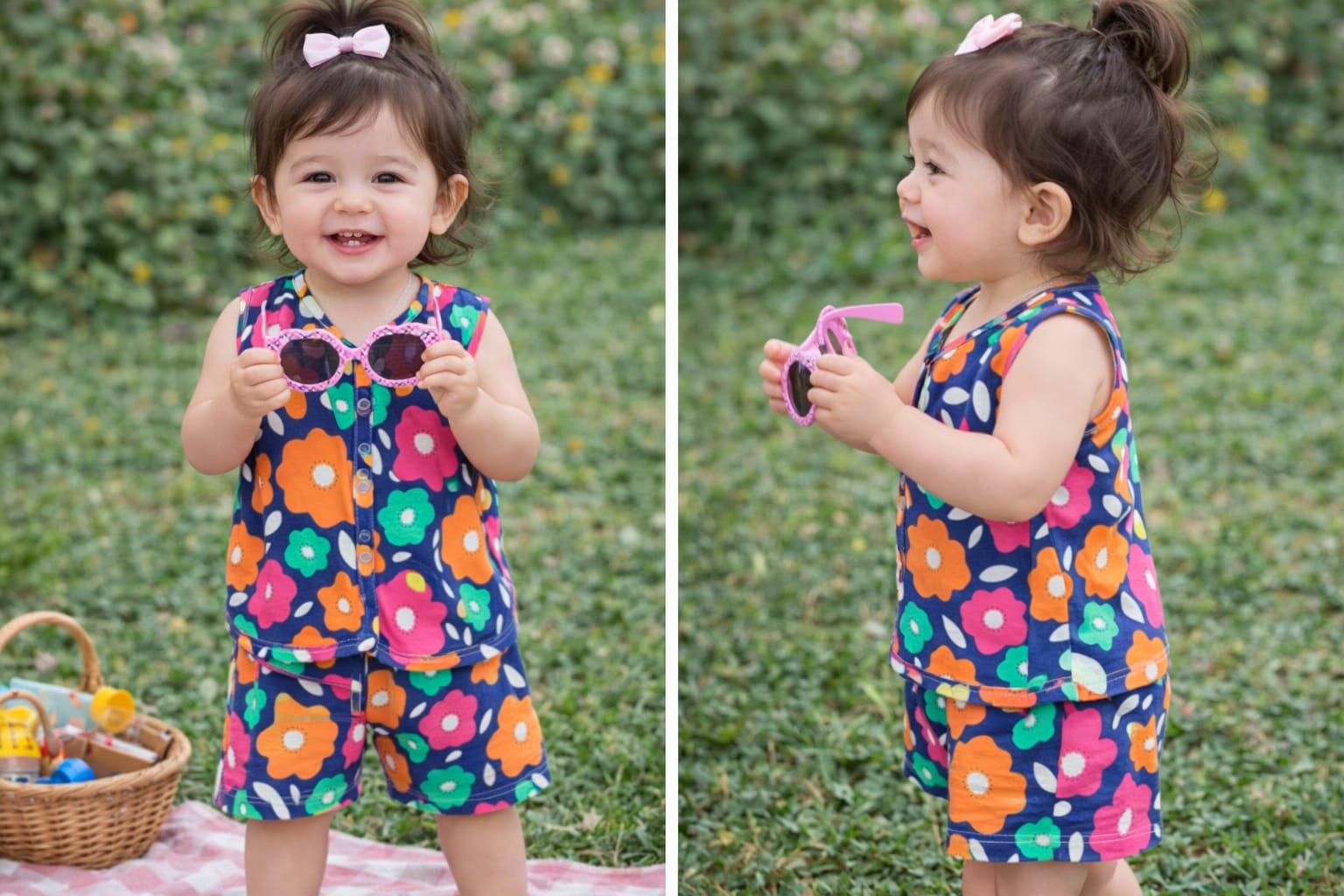 Muliti flowers Sleeveless Jabla Shorts Set