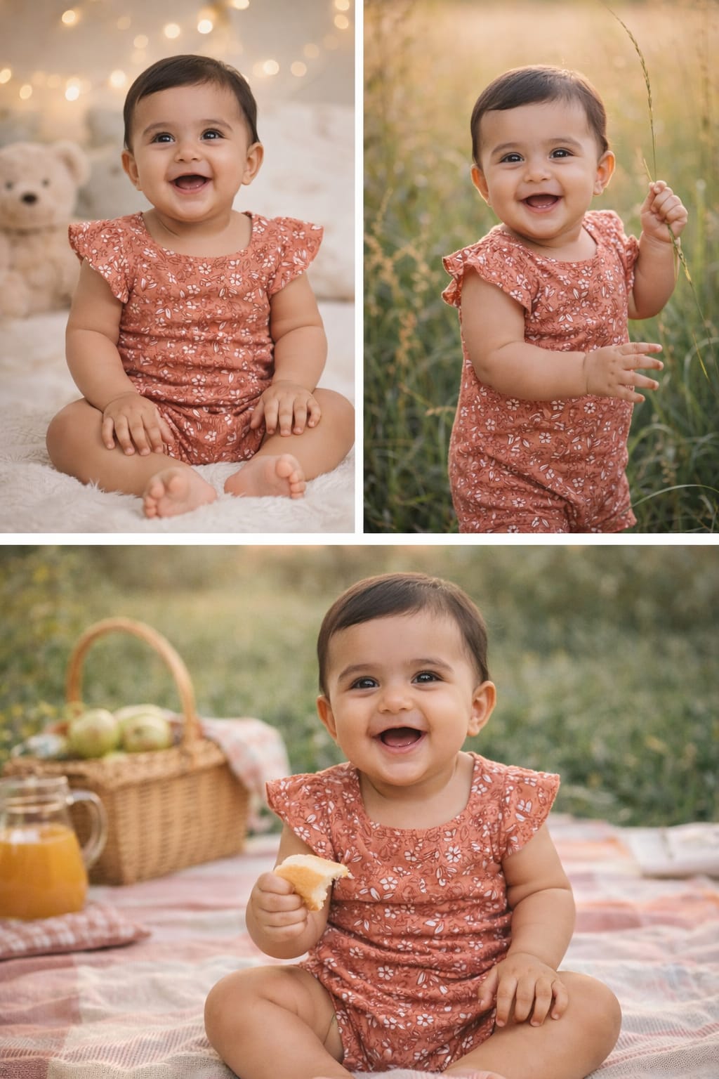 Rust Blossom terracotta Baby Half jumpsuit