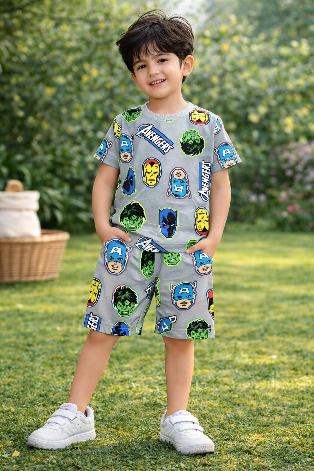 Rock Ash avengers print Halfsleeve co-ord set