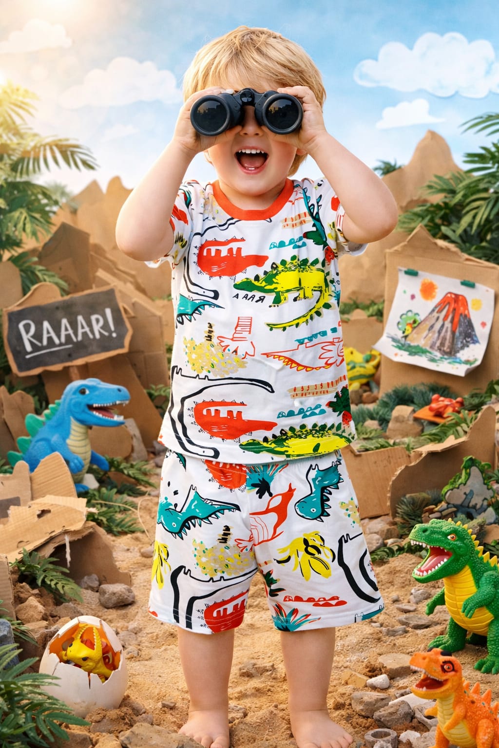Dino Mania multi colour prints Halfsleeve co-ord set