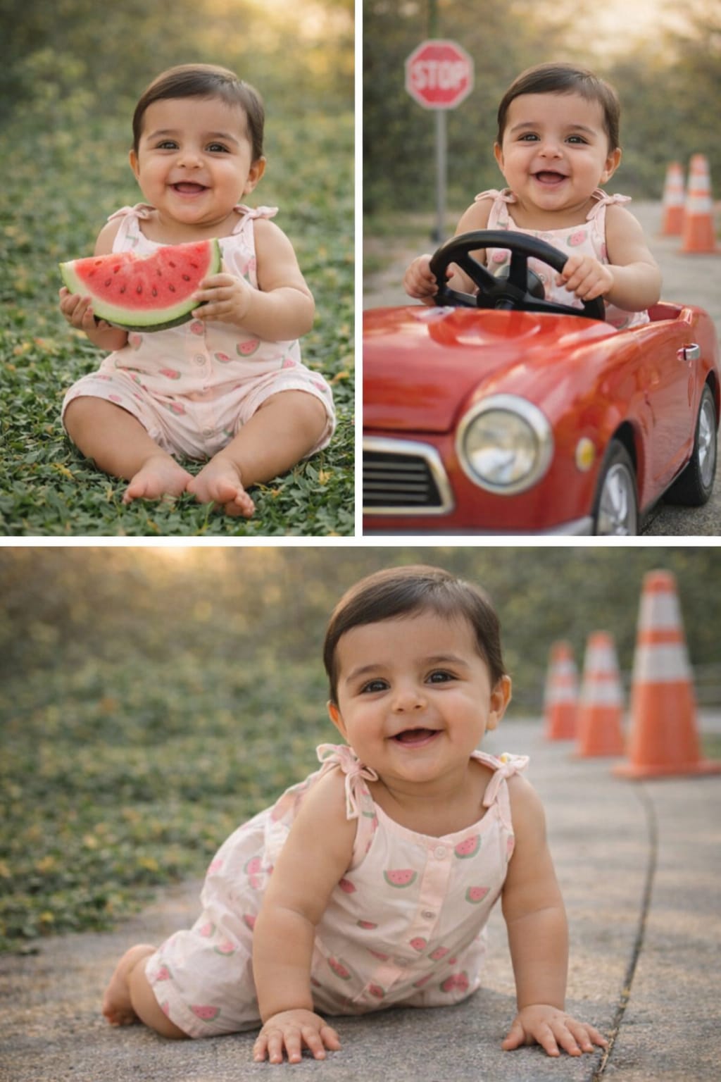 Soft peach cute watermelon Baby Half jumpsuit