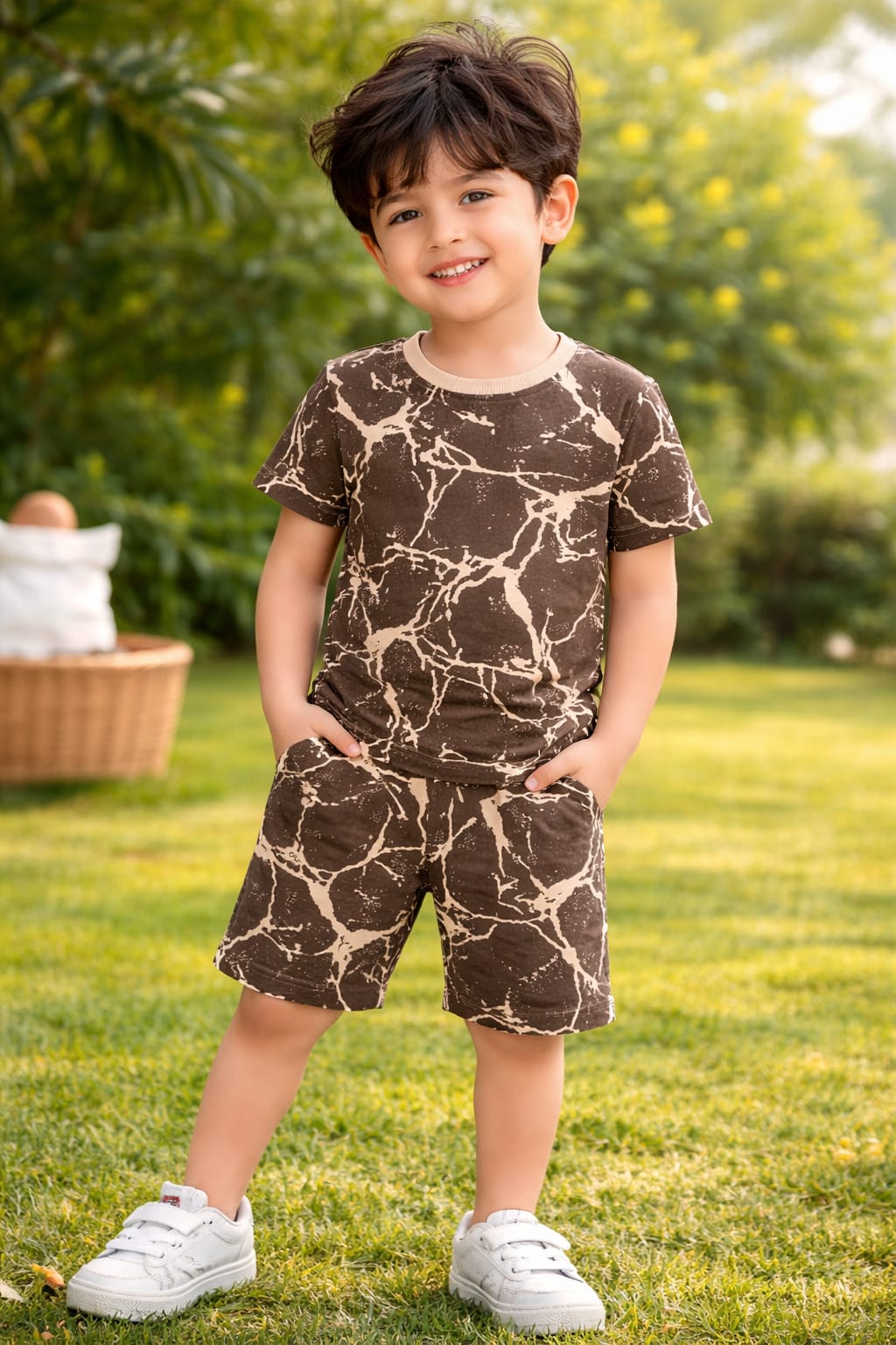 Choco Marble vibe Halfsleeve co-ord set