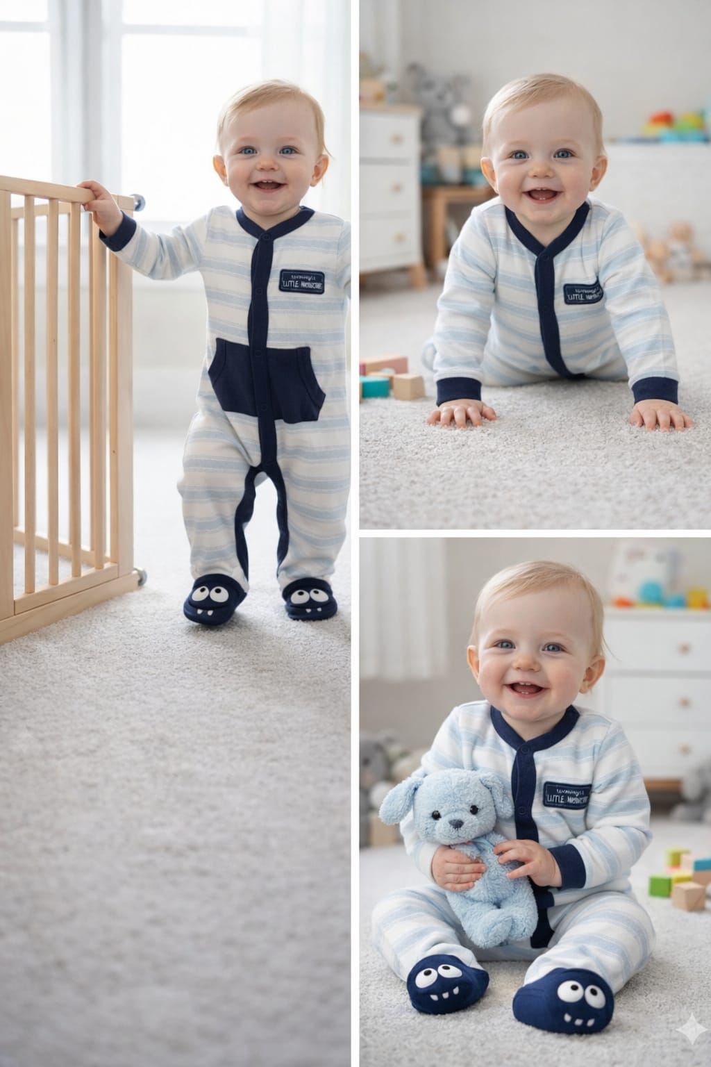 Ocean  stripe Blue Baby full jumpsuit