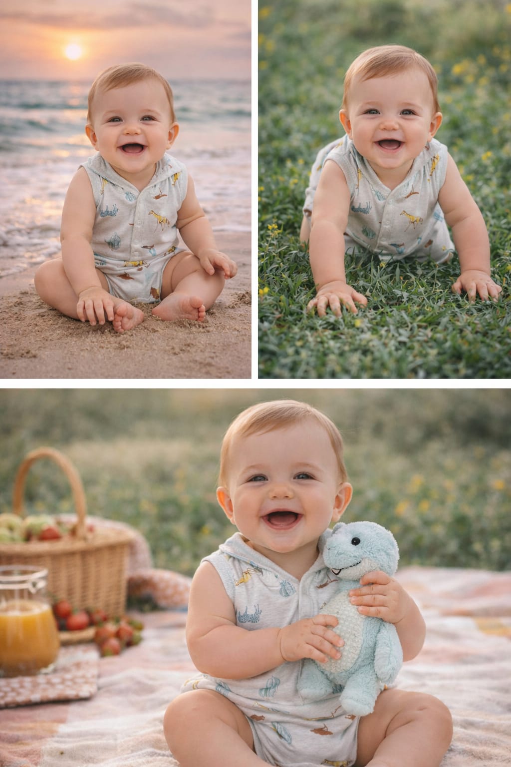 Safari snuggle grey Baby Half jumpsuit